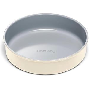 imageCaraway NonStick Ceramic 9 Circle Pan  Naturally Slick Ceramic Coating  NonToxic PTFE ampamp PFOA Free  Perfect for Birthday Cakes Tartes ampamp More  NavyCream