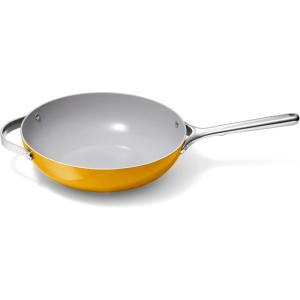 imageCaraway NonStick Stir Fry Pan  12 WokInspired Pan  Free From Forever Chemicals  HighSloped Walls  Stainless Steel Handles  CreamMarigold