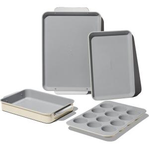 imageCaraway Nonstick Ceramic Bakeware Set 11 Pieces  Baking Sheets Assorted Baking Pans Cooling Rack ampamp Storage  Aluminized Steel Body  Non Toxic PTFE ampamp PFOA Free  SlateCream