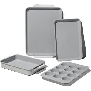 imageCaraway Nonstick Ceramic Bakeware Set 11 Pieces  Baking Sheets Assorted Baking Pans Cooling Rack ampamp Storage  Aluminized Steel Body  Non Toxic PTFE ampamp PFOA Free  SlateGray