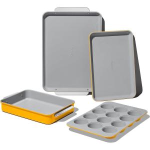 imageCaraway Nonstick Ceramic Bakeware Set 11 Pieces  Baking Sheets Assorted Baking Pans Cooling Rack ampamp Storage  Aluminized Steel Body  Non Toxic PTFE ampamp PFOA Free  SlateMarigold