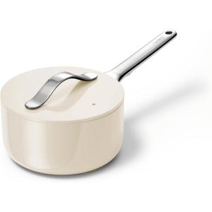 imageCaraway Nonstick Ceramic Sauce Pan with Lid 175 qt  Non Toxic PTFE ampamp PFOA Free  Oven Safe ampamp Compatible with All Stovetops Gas Electric ampamp Induction  CreamCream