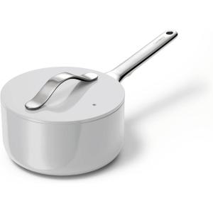 imageCaraway Nonstick Ceramic Sauce Pan with Lid 175 qt  Non Toxic PTFE ampamp PFOA Free  Oven Safe ampamp Compatible with All Stovetops Gas Electric ampamp Induction  CreamGray