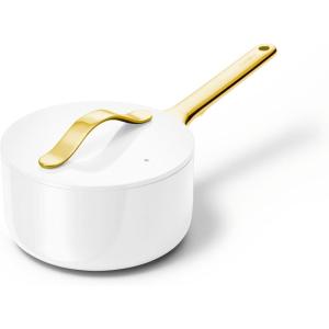 imageCaraway Nonstick Ceramic Sauce Pan with Lid 175 qt  Non Toxic PTFE ampamp PFOA Free  Oven Safe ampamp Compatible with All Stovetops Gas Electric ampamp Induction  CreamWhite