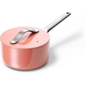 imageCaraway Nonstick Ceramic Sauce Pan with Lid 175 qt  Non Toxic PTFE ampamp PFOA Free  Oven Safe ampamp Compatible with All Stovetops Gas Electric ampamp Induction  CreamPerracotta