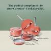 imageCaraway Mini Cookware Set  NonStick Ceramic Fry Pan 105 qt 8quot Sauce Pan 175 qt ampamp Storage Rack  Non Toxic PTFE ampamp PFOA Free  Oven Safe ampamp Stovetop Agnostic Gas Electric ampamp Induction  CreamCWMNFS105