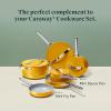 imageCaraway Mini Cookware Set  NonStick Ceramic Fry Pan 105 qt 8quot Sauce Pan 175 qt ampamp Storage Rack  Non Toxic PTFE ampamp PFOA Free  Oven Safe ampamp Stovetop Agnostic Gas Electric ampamp Induction  CreamMarigold