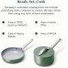 imageCaraway Mini Cookware Set  NonStick Ceramic Fry Pan 105 qt 8quot Sauce Pan 175 qt ampamp Storage Rack  Non Toxic PTFE ampamp PFOA Free  Oven Safe ampamp Stovetop Agnostic Gas Electric ampamp Induction  CreamCWMNFS104