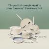 imageCaraway Mini Cookware Set  NonStick Ceramic Fry Pan 105 qt 8quot Sauce Pan 175 qt ampamp Storage Rack  Non Toxic PTFE ampamp PFOA Free  Oven Safe ampamp Stovetop Agnostic Gas Electric ampamp Induction  CreamCream