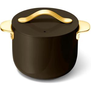 imageCaraway Petite Cooker  2 Qt Ceramic Coated Pot  Free From Forever Chemicals  Perfect for Rice Grains or Sauces  CreamBlack