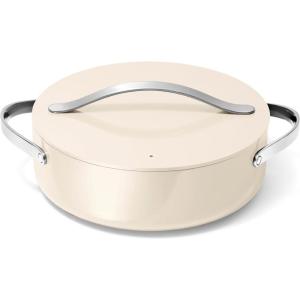 imageCaraway Rondeau  6 Qt NonStick Pan with Lid  Free From Forever Chemicals  Perfect for Searing Braising ampamp Roasting  CreamCream