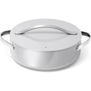 imageCaraway Rondeau  6 Qt NonStick Pan with Lid  Free From Forever Chemicals  Perfect for Searing Braising ampamp Roasting  CreamGray