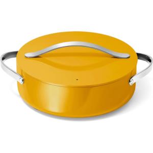 imageCaraway Rondeau  6 Qt NonStick Pan with Lid  Free From Forever Chemicals  Perfect for Searing Braising ampamp Roasting  CreamMarigold