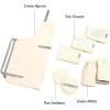 imageCaraway Linen Set  Apron Pot Holders Oven Mitts ampamp Tea Towels  100 Organic Cotton  Durable Machine WashableCream