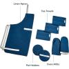 imageCaraway Linen Set  Apron Pot Holders Oven Mitts ampamp Tea Towels  100 Organic Cotton  Durable Machine WashableNavy