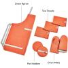 imageCaraway Linen Set  Apron Pot Holders Oven Mitts ampamp Tea Towels  100 Organic Cotton  Durable Machine WashablePerracotta