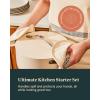 imageCaraway Linen Set  Apron Pot Holders Oven Mitts ampamp Tea Towels  100 Organic Cotton  Durable Machine WashablePerracotta