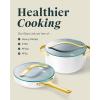 imageCaraway Iconics Glass Lids Set for Pots and Pans  Made With Tempered Glass  Sized to Fit Caraway CeramicCoated ampamp Stainless Steel Cookware  Includes 3 Sizes  8quot 105quot ampamp 118quotGold