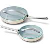imageCaraway Nonstick Ceramic Mini Fry Pan With Glass Lid 105 qt 8quot  Non Toxic PTFE ampamp PFOA Free  Oven Safe ampamp Compatible with All Stovetops Gas Electric ampamp Induction  CreamCream
