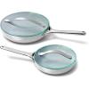 imageCaraway Nonstick Ceramic Mini Fry Pan With Glass Lid 105 qt 8quot  Non Toxic PTFE ampamp PFOA Free  Oven Safe ampamp Compatible with All Stovetops Gas Electric ampamp Induction  CreamGray