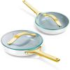 imageCaraway Nonstick Ceramic Mini Fry Pan With Glass Lid 105 qt 8quot  Non Toxic PTFE ampamp PFOA Free  Oven Safe ampamp Compatible with All Stovetops Gas Electric ampamp Induction  CreamWhite