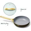 imageCaraway Nonstick Ceramic Mini Fry Pan With Glass Lid 105 qt 8quot  Non Toxic PTFE ampamp PFOA Free  Oven Safe ampamp Compatible with All Stovetops Gas Electric ampamp Induction  CreamBlack