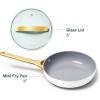 imageCaraway Nonstick Ceramic Mini Fry Pan With Glass Lid 105 qt 8quot  Non Toxic PTFE ampamp PFOA Free  Oven Safe ampamp Compatible with All Stovetops Gas Electric ampamp Induction  CreamWhite