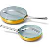 imageCaraway Nonstick Ceramic Mini Fry Pan With Glass Lid 105 qt 8quot  Non Toxic PTFE ampamp PFOA Free  Oven Safe ampamp Compatible with All Stovetops Gas Electric ampamp Induction  CreamMarigold