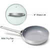 imageCaraway Nonstick Ceramic Mini Fry Pan With Glass Lid 105 qt 8quot  Non Toxic PTFE ampamp PFOA Free  Oven Safe ampamp Compatible with All Stovetops Gas Electric ampamp Induction  CreamGray