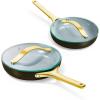 imageCaraway Nonstick Ceramic Mini Fry Pan With Glass Lid 105 qt 8quot  Non Toxic PTFE ampamp PFOA Free  Oven Safe ampamp Compatible with All Stovetops Gas Electric ampamp Induction  CreamBlack
