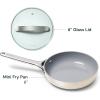 imageCaraway Nonstick Ceramic Mini Fry Pan With Glass Lid 105 qt 8quot  Non Toxic PTFE ampamp PFOA Free  Oven Safe ampamp Compatible with All Stovetops Gas Electric ampamp Induction  CreamCream
