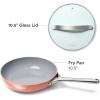 imageCaraway Nonstick Ceramic Mini Fry Pan With Glass Lid 105 qt 8quot  Non Toxic PTFE ampamp PFOA Free  Oven Safe ampamp Compatible with All Stovetops Gas Electric ampamp Induction  CreamPerracotta