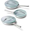 imageCaraway Nonstick Ceramic Mini Fry Pan With Glass Lid 105 qt 8quot  Non Toxic PTFE ampamp PFOA Free  Oven Safe ampamp Compatible with All Stovetops Gas Electric ampamp Induction  CreamGray