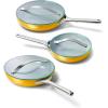 imageCaraway Nonstick Ceramic Mini Fry Pan With Glass Lid 105 qt 8quot  Non Toxic PTFE ampamp PFOA Free  Oven Safe ampamp Compatible with All Stovetops Gas Electric ampamp Induction  CreamMarigold