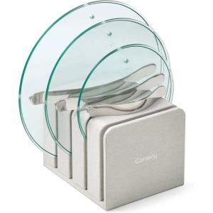imageCaraway Iconics Glass Lids Set for Pots and Pans  Made With Tempered Glass  Sized to Fit Caraway CeramicCoated ampamp Stainless Steel Cookware  Includes 3 Sizes  8quot 105quot ampamp 118quotStainless Steel
