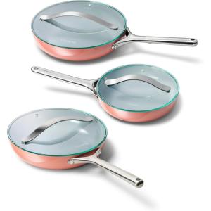 imageCaraway Nonstick Ceramic Mini Fry Pan With Glass Lid 105 qt 8quot  Non Toxic PTFE ampamp PFOA Free  Oven Safe ampamp Compatible with All Stovetops Gas Electric ampamp Induction  CreamPerracotta