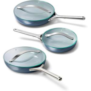 imageCaraway Nonstick Ceramic Mini Fry Pan With Glass Lid 105 qt 8quot  Non Toxic PTFE ampamp PFOA Free  Oven Safe ampamp Compatible with All Stovetops Gas Electric ampamp Induction  CreamNavy