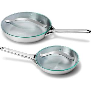 imageCaraway Stainless Steel Fry Pan Duo With Glass Lids