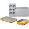 imageCaraway Mini Bakeware Set  Naturally NonStick NonToxic Ceramic Coating  Compact Baking Pans Set for Small Kitchens ampamp Ovens  Includes Baking Sheets Muffin Pan Cooling Rack ampamp Storage  CreamMarigold