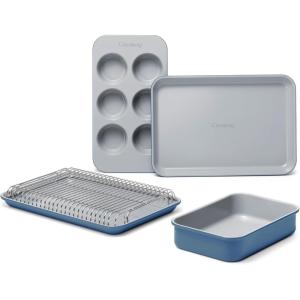 imageCaraway Mini Bakeware Set  Naturally NonStick NonToxic Ceramic Coating  Compact Baking Pans Set for Small Kitchens ampamp Ovens  Includes Baking Sheets Muffin Pan Cooling Rack ampamp Storage  CreamSlate