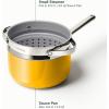imageCaraway Nonstick 3 Qt Ceramic Sauce Pan with Lid ampamp Steamer  Non Toxic PTFE ampamp PFOA Free  Oven Safe ampamp Compatible with All Stovetops Gas Electric ampamp Induction  BlackMarigold