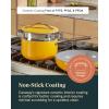 imageCaraway Nonstick 3 Qt Ceramic Sauce Pan with Lid ampamp Steamer  Non Toxic PTFE ampamp PFOA Free  Oven Safe ampamp Compatible with All Stovetops Gas Electric ampamp Induction  BlackMarigold