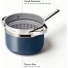 imageCaraway Nonstick 3 Qt Ceramic Sauce Pan with Lid ampamp Steamer  Non Toxic PTFE ampamp PFOA Free  Oven Safe ampamp Compatible with All Stovetops Gas Electric ampamp Induction  BlackNavy