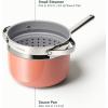 imageCaraway Nonstick 3 Qt Ceramic Sauce Pan with Lid ampamp Steamer  Non Toxic PTFE ampamp PFOA Free  Oven Safe ampamp Compatible with All Stovetops Gas Electric ampamp Induction  BlackPeracotta