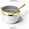 imageCaraway Nonstick 3 Qt Ceramic Sauce Pan with Lid ampamp Steamer  Non Toxic PTFE ampamp PFOA Free  Oven Safe ampamp Compatible with All Stovetops Gas Electric ampamp Induction  BlackWhite