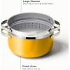 imageCaraway Nonstick Ceramic Dutch Oven Pot with Lid ampamp Steamer 65 qt 105quot  Non Toxic PTFE ampamp PFOA Free  Oven Safe ampamp Compatible with All Stovetops Gas Electric ampamp Induction  WhiteMarigold