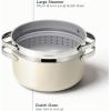 imageCaraway Nonstick Ceramic Dutch Oven Pot with Lid ampamp Steamer 65 qt 105quot  Non Toxic PTFE ampamp PFOA Free  Oven Safe ampamp Compatible with All Stovetops Gas Electric ampamp Induction  WhiteCream