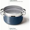 imageCaraway Nonstick Ceramic Dutch Oven Pot with Lid ampamp Steamer 65 qt 105quot  Non Toxic PTFE ampamp PFOA Free  Oven Safe ampamp Compatible with All Stovetops Gas Electric ampamp Induction  WhiteNavy