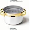 imageCaraway Nonstick Ceramic Dutch Oven Pot with Lid ampamp Steamer 65 qt 105quot  Non Toxic PTFE ampamp PFOA Free  Oven Safe ampamp Compatible with All Stovetops Gas Electric ampamp Induction  WhiteWhite