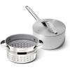 imageCaraway Stainless Steel Sauce Pan 3 Qt ampamp Steamer  5Ply Stainless Steel  Oven Safe ampamp Stovetop Agnostic  Non Toxic PTFE ampamp PFOA Free